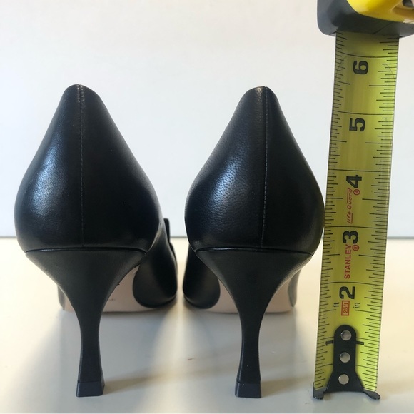 Stuart Weitzman Black Gamma 70 Two Tone Leather Point Toe Heel Pump Size 8.5 - Picture 6 of 11